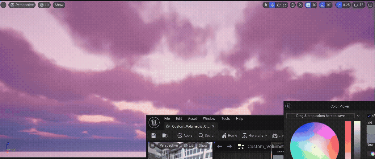 Volumetric-cloud color study